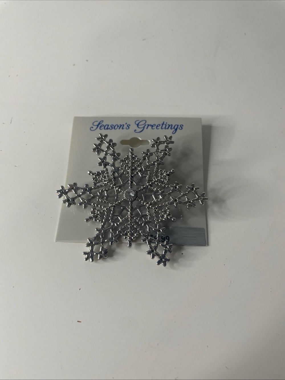 New With Tag Holiday Jewelry Christmas Snowflake w/Crystals Broach, Brooch-New